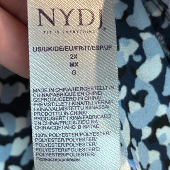 NYDJ Blue Black Abstract Print Blouse Women’s Plus Size 2X Long Sleeve - Picture 14 of 14